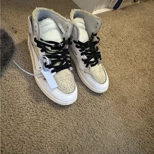 Off-White High-Top Sneakers in White and Black